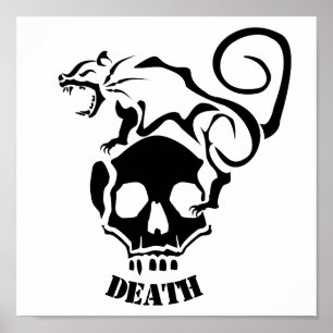 Affiche Rat en colère sur un crâne mal