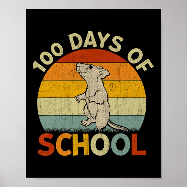 Affiche Rat Retro Garçons Filles Enseignants 100ème Jour D (Devant)
