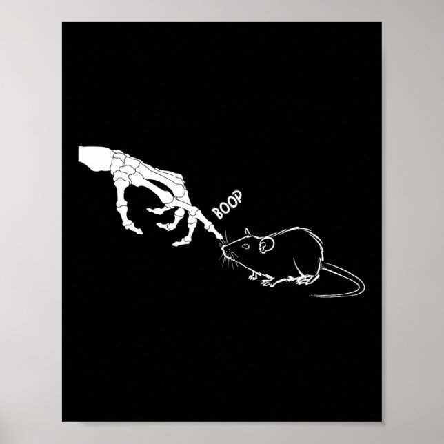 Affiche Rat Scary Squelette Main Botte Halloween Éffrayant (Devant)