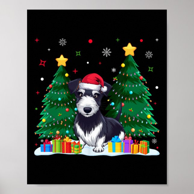 Affiche Rat Terrier Amoureux de les chiens Santa Hat Ugly  (Devant)