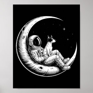Affiche Rat Terrier Astronaut Galaxy Moon Amoureux de les 
