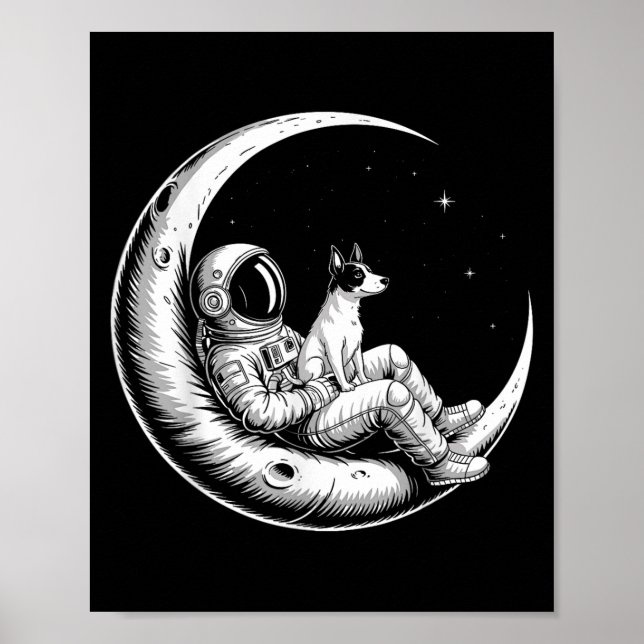 Affiche Rat Terrier Astronaut Galaxy Moon Amoureux de les  (Devant)