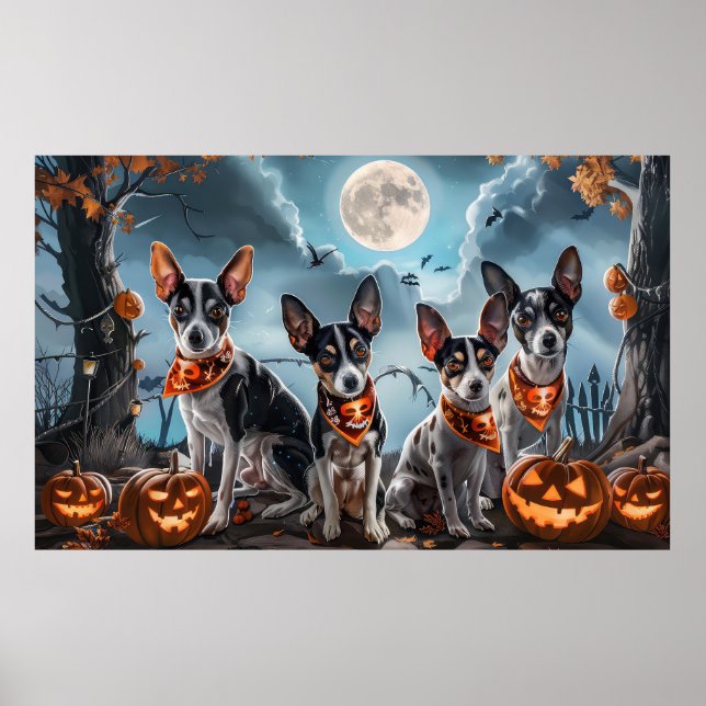 Affiche Rat Terrier Halloween Éffrayant (Devant)