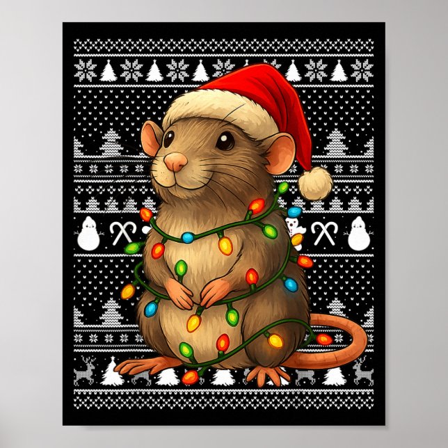 Affiche Rat Ugly Christmas Santa Costume Family Xmas Women (Devant)
