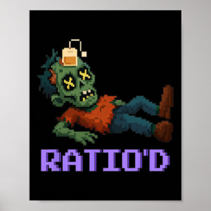 Affiche Ratio’d Pixelated Zombie Gamer Teag Npc Halloween