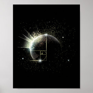 Affiche Ratio d'Or Fibonacci Prof de Maths Spirale Espace 