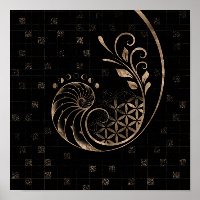 Affiche Ratio d'or - Ornement de géométrie sacrée (Devant)