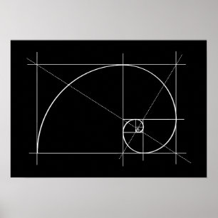Affiche Ratio d'or, spirale Fibonacci, dessin