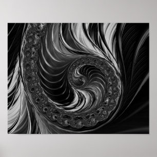 Affiche Ratio doré du Nautilus métallique fractal moderne