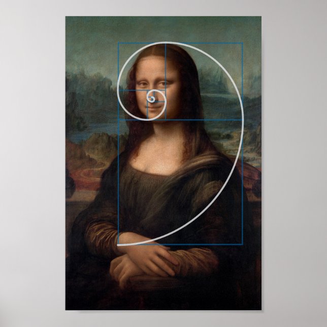 Affiche Ratio or spirale Mona Lisa Fibonacci (Devant)