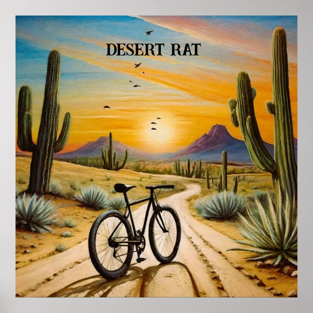 Affiche Raton de Désert Cyclisme VTT Coucher de Soleil Per (Devant)