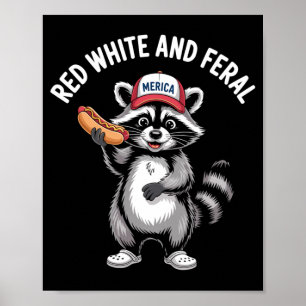 Affiche Raton laveur 4 juillet tout-petit garçons rouge bl