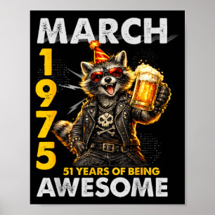 Affiche raton laveur 51e anniversaire bière mars 1975 vint
