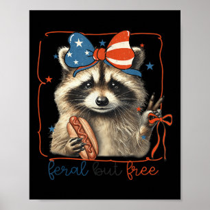 Affiche Raton laveur arc mignon drôle libre et sauvage 4 j