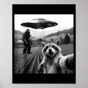 Affiche Raton laveur Bigfoot Selfie Ufo Drôle Raton laveur