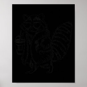 Affiche Raton laveur buvant un café glacé mème animal drôl