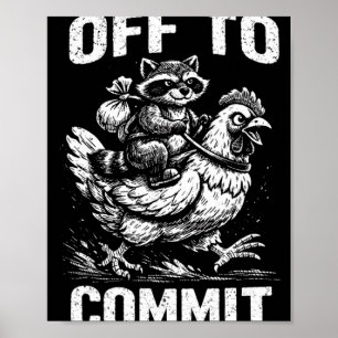 Affiche Raton laveur chevauchant une poule pour devenir dé
