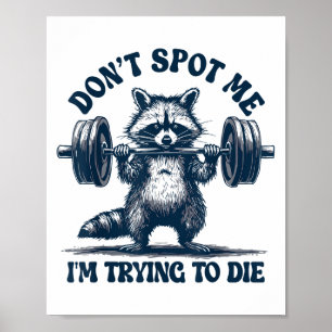 Affiche Raton laveur de gym drôle Ne m'emmerde pas, j'essa