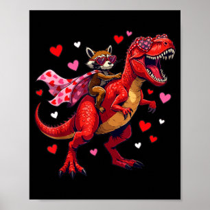 Affiche Raton laveur de la Saint-Valentin chevauchant un d