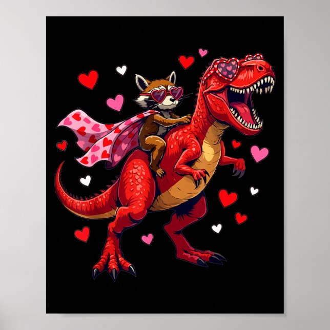 Affiche Raton laveur de la Saint-Valentin chevauchant un d (Devant)