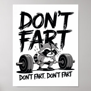 Affiche Raton laveur drôle de gym fitness workout ne pétez