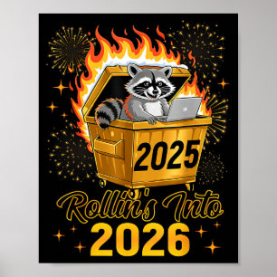 Affiche Raton laveur drôle de Rollin entre dans l'année no