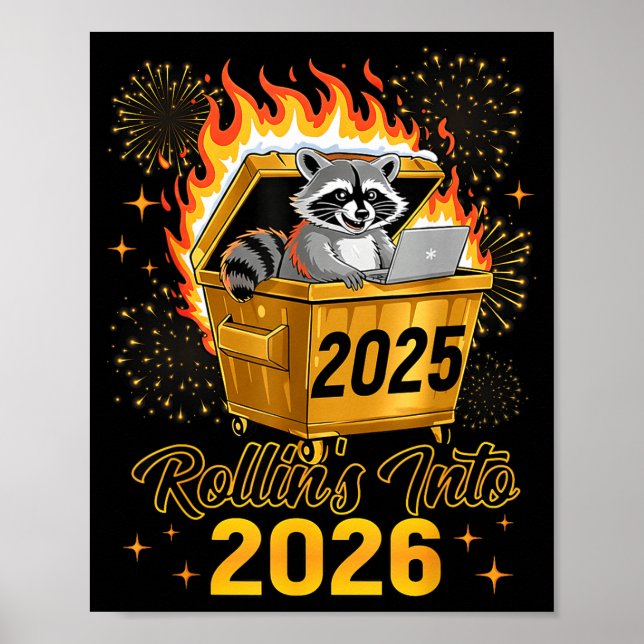 Affiche Raton laveur drôle de Rollin entre dans l'année no (Devant)