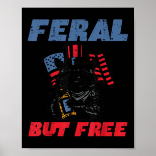 Affiche Raton laveur du 4 juillet Féral mais libre Drôle P