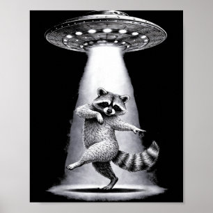 Affiche Raton laveur extraterrestre effectue une danse rid