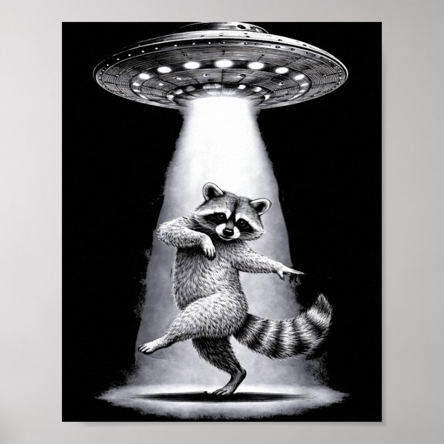 Affiche Raton laveur extraterrestre effectue une danse rid (Devant)