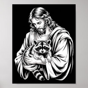 Affiche Raton laveur Jésus Raton laveur Animal Raton laveu