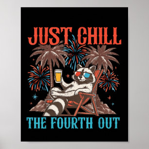 Affiche Raton laveur mignon 4 juillet patriotique juste se