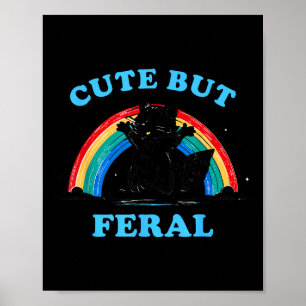 Affiche Raton laveur mignon mais féroce avec un arc-en-cie