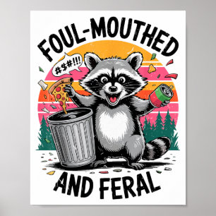 Affiche Raton laveur rétro vintage grossier et sauvage amu