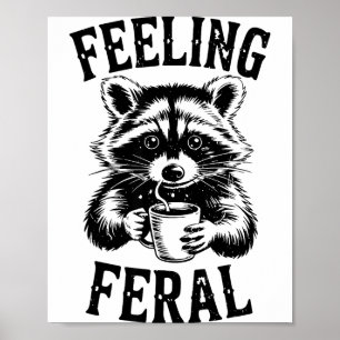 Affiche Raton laveur sauvage café mignon drôle poubelle pa
