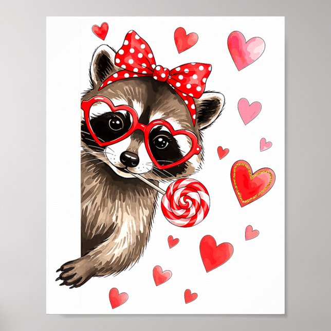 Affiche Raton laveur sauvage drôle pour la Saint-Valentin  (Devant)