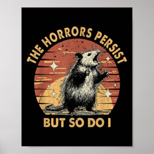 Affiche Raton laveur vintage Les horreurs persistent mais