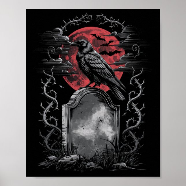 Affiche Raven Bird Gothic Raven Art Cemetery Imaginaire (Devant)