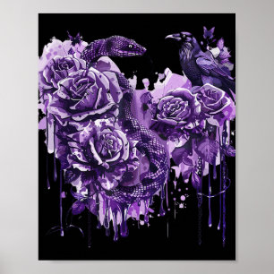 Affiche Raven Snake Rose Gothique Steampunk Biker Heart-sh