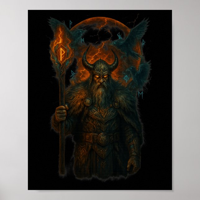 Affiche Raven Viking Halloween Design Norse Sorcerer Moon (Devant)