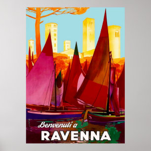 Affiche Ravenna, Sailing Boats on City Port