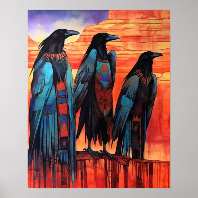 Affiche Ravens Navajo Desert Native Art Style #NR116 (Devant)