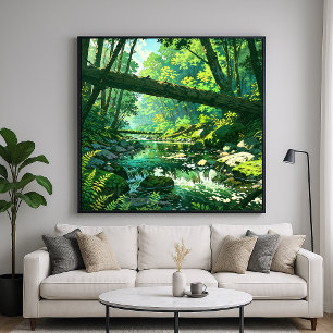 Affiche Ravin de la jungle - Style d'illustration de forêt