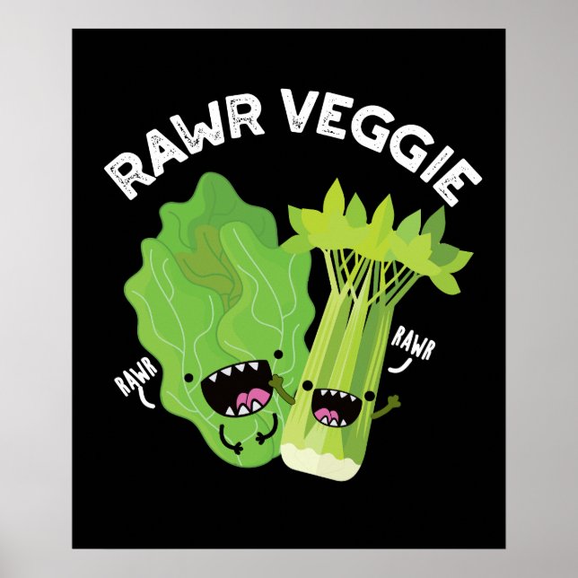 Affiche Rawer Veggie Funny Food Pun Dark BG (Devant)