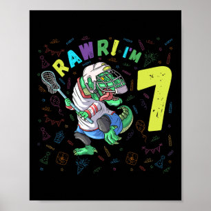 Affiche Rawr I'm 7 Dinosaur T-rex 7 Year Old Boy Birthday
