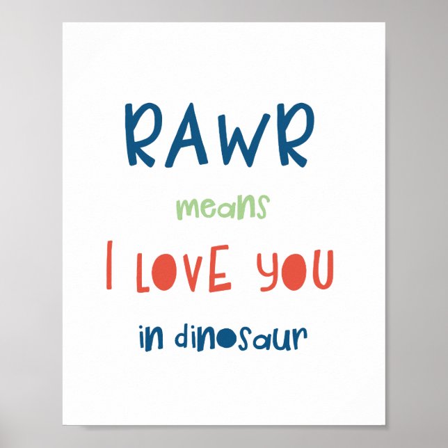 Affiche Rawr signifie je t'aime en dinosaure (Devant)