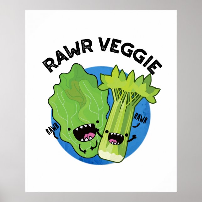 Affiche Rawr Veggie Funny Food Pun (Devant)