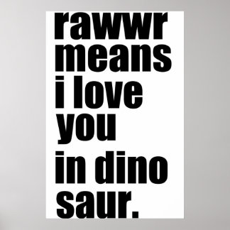 Affiche rawwr signifie que je vous aime en dinosaure