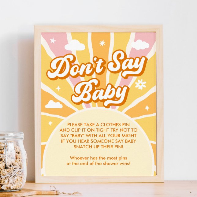 Affiche Ray of Sunshine Baby shower Ne pas dire Baby Game (Créateur téléchargé)