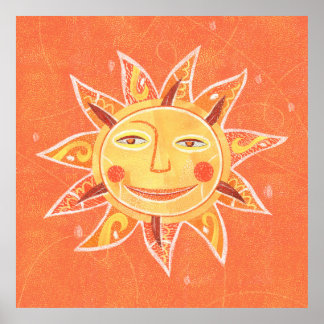 Affiche Ray Play Smiling Orange Sun Art